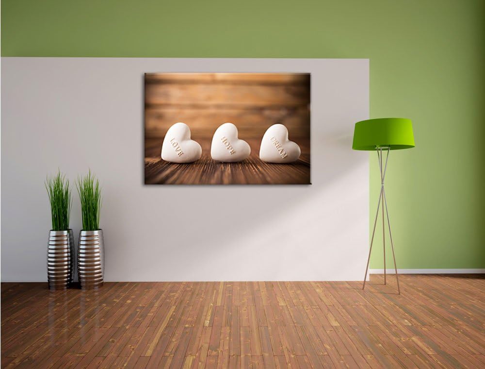 Love Hope Dream Hearts, Format: 100x70 auf Leinwand, XXL riesige Bilder fertig gerahmt mit Keilrahme