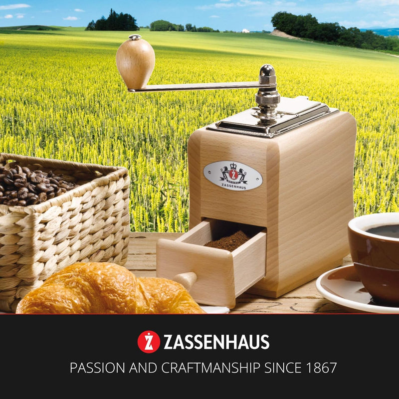 Zassenhaus 040098 Kaffeemühle Santiago, Holz, Natur, 19,8 x 8,9 x 14 cm, Braun, Braun