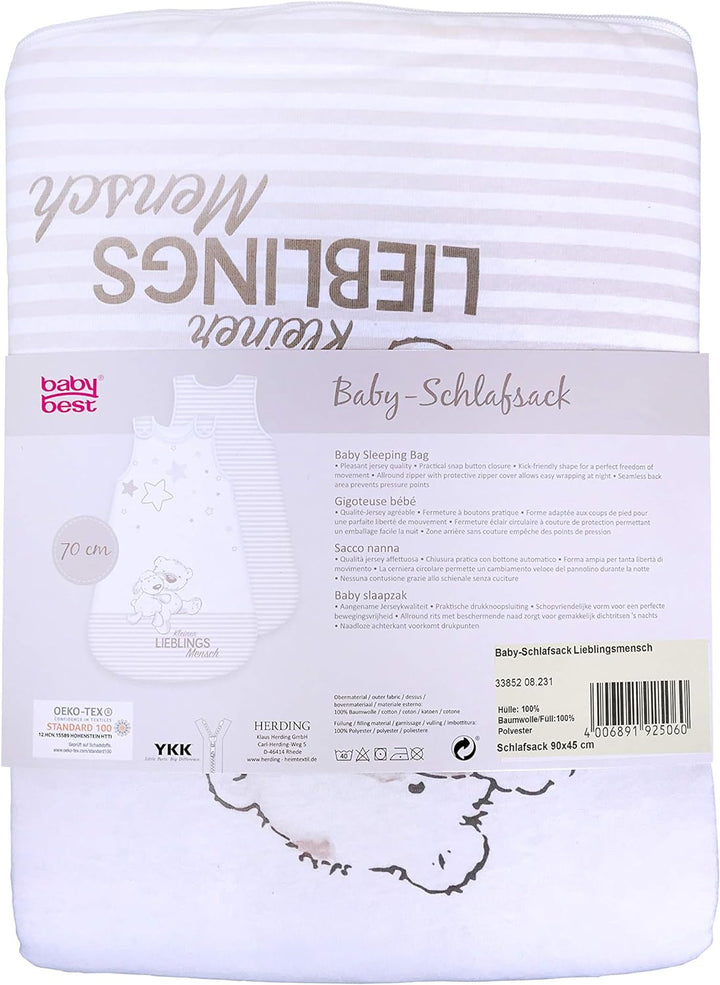 Herding Baby Best Baby-Schlafsack, Kleiner Lieblingsmensch Motiv, 90 cm, Seitlich umlaufender Reissv