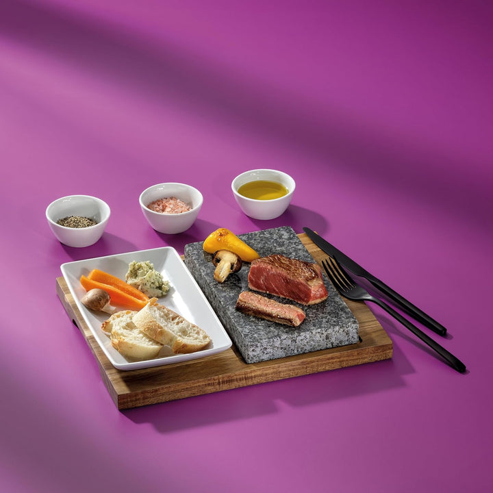 kela 16629 Heisser Stein, Granit, Akazienholz, Keramik, dunkelgrau, braun, weiss