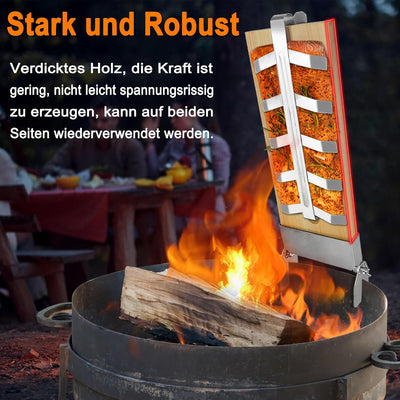 YRHome 4X Flammlachsbrett Flammlachsbretter Flammlachsbrett mit Stabiler Edelstahl-Halterung 5 Stufe