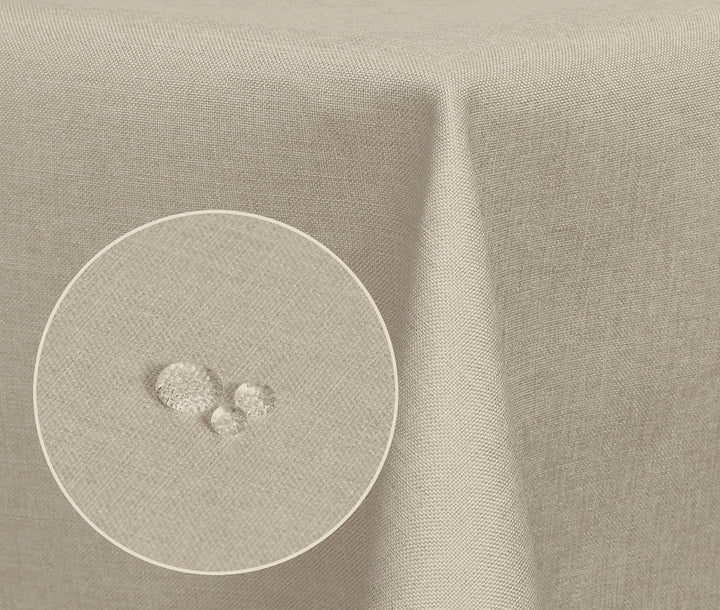 Textil Tischdecke - Leinen Optik - wasserabweisend oval (Silbergrau, oval 130x220) Silbergrau oval 1
