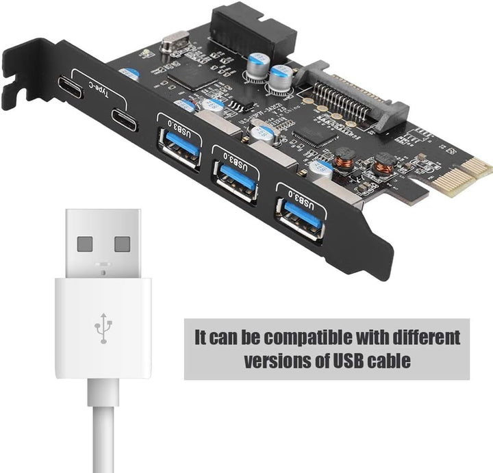 ASHATA 5-Port USB PCIe Express Controllerkarte, USB 3.0/Type-C zu PCI-E Erweiterungskarte Schnittste