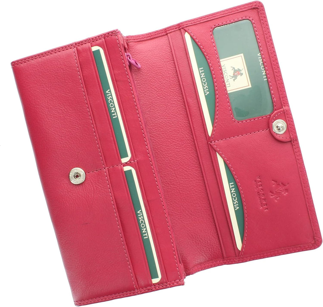 Visconti Heritage Kollektion Buckingham Leder Geldbörse, mit Überschlag mit RFID-Schutz HT35 Fuchsia