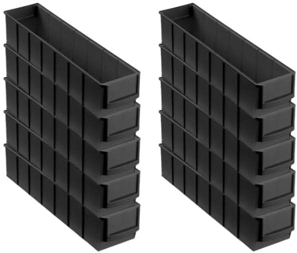 SparSet 10x Leitfähige Industriebox 400 S | HxBxT 8,1x9,1x40cm | 2,2 Liter | ESD, Sichtlagerkasten,