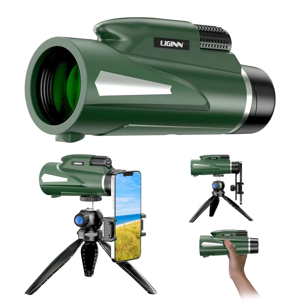 AiMeiteng 12x50 Monokular Teleskop mit Smartphone Halter Stativ, Kompaktes Monokular Hochleistungs T