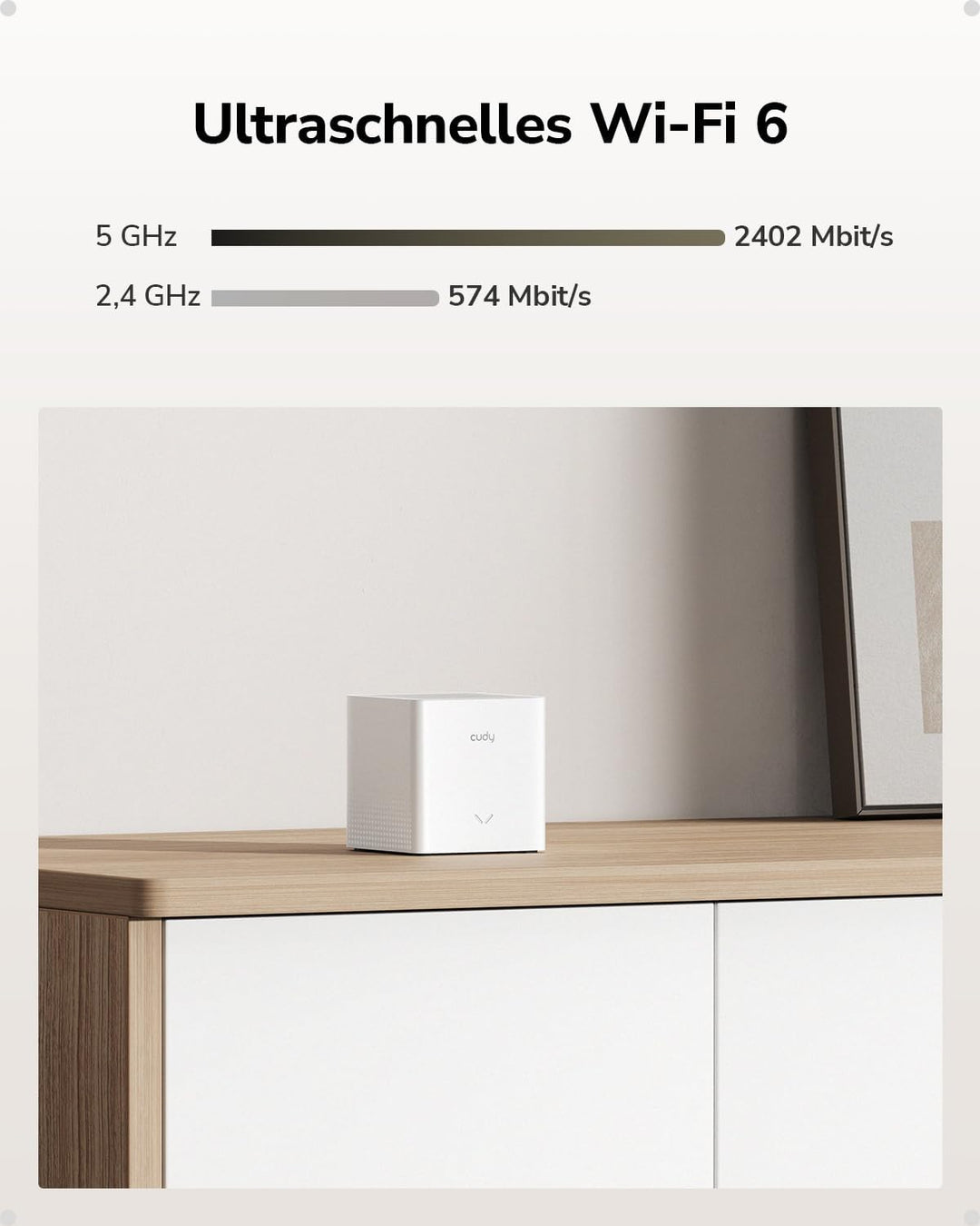 Cudy AX3000 Wi-Fi 6 Whole Home Mesh System, 860 m², M3000S, 1er-Pack