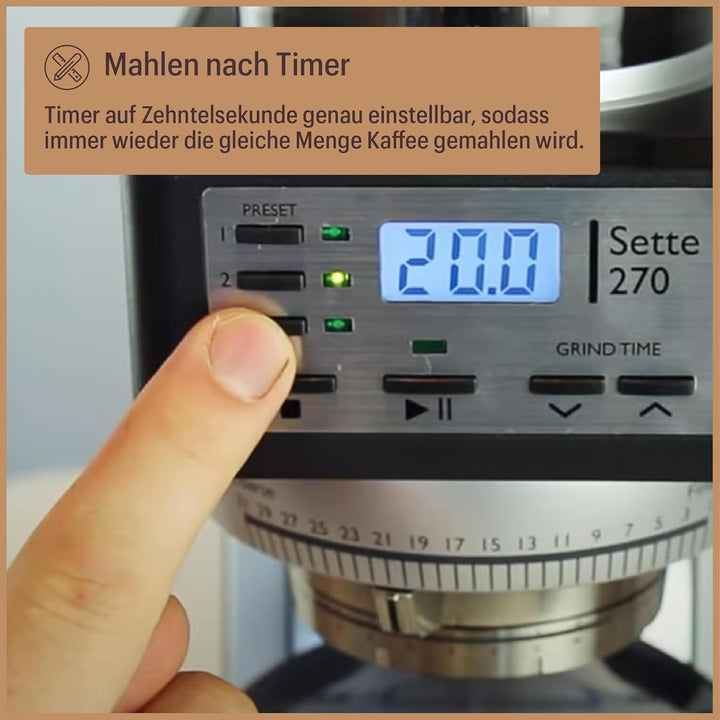 Baratza - Sette 270 230V Kaffeemühle - Elektrische Kaffeemühle mit Mahlwerk, Schwarz ZCG1270BLK4FEU1