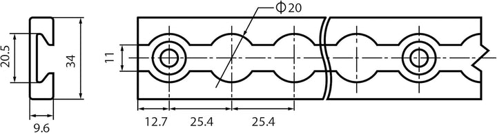 Aluminium Airlineschienen Set eckige Form versenkbar 4 Meter = 2 x 0,5m und 2x 1,5m - Eckige Airline