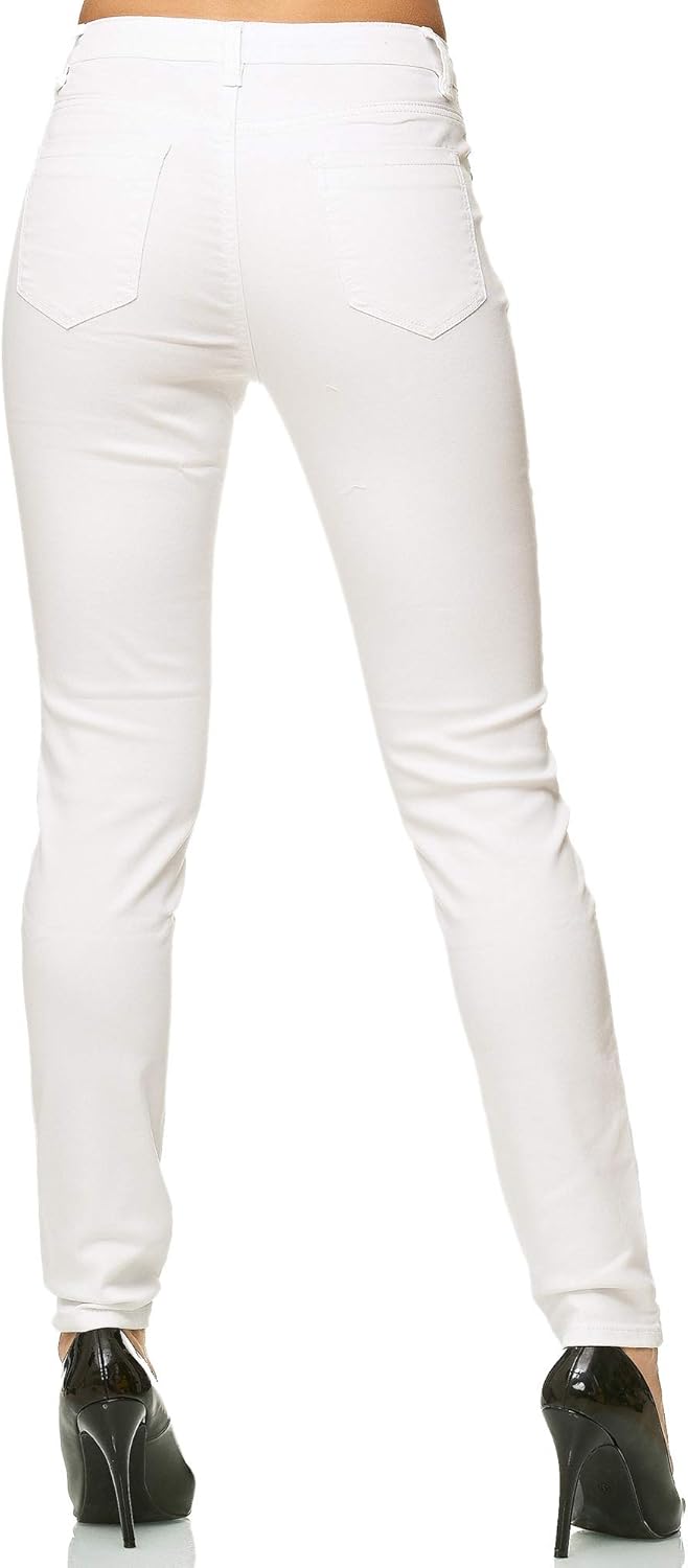 Elara Damen Hose Skinny Stretch Jeans 3 Längen Chunkyrayan 34W / 34L Weiss Elara, 34W / 34L Weiss El