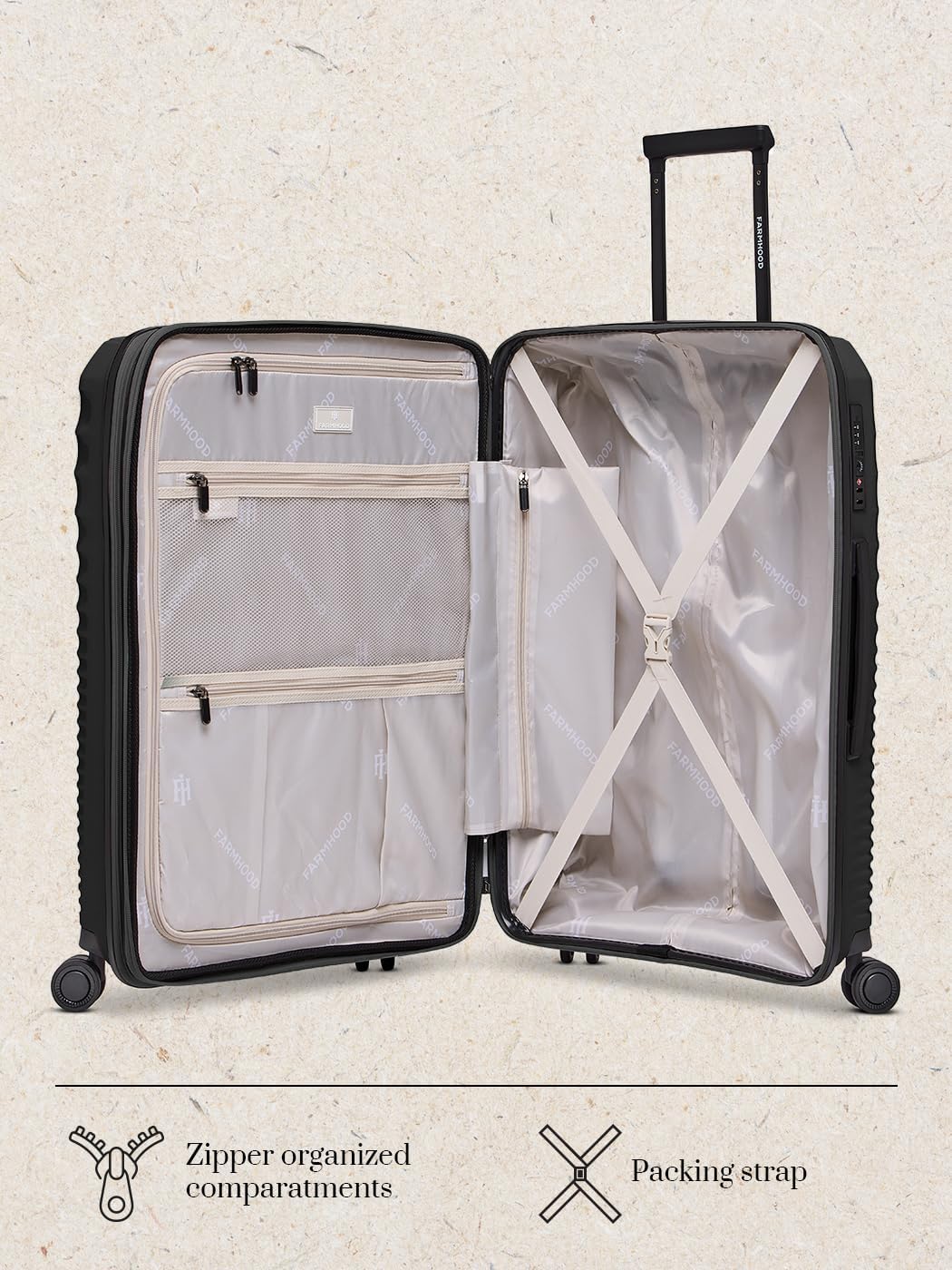 Eco Edition nachhaltiges Hartschalen Koffer-Set 3-teilig | Trolleys mit Dehnfalte erweiterbar um 6 c