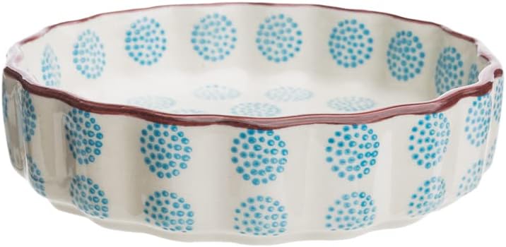 Tranquillo 6er Set Tarteletteform aus Steinzeug mit handgestempeltem Print weiss/blau RETRO, Ø11 x 3