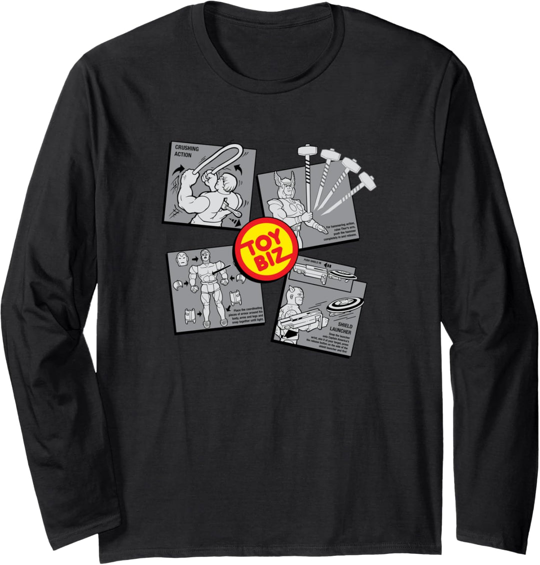 Marvel Toy Biz Iron Man Thor Hulk Captain America Retro Langarmshirt