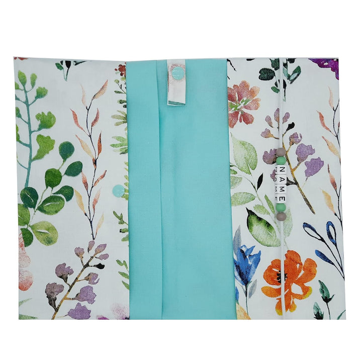 Grosse Windeltasche XXL mit Name Wickeltasche bunte Wiese weiss mint