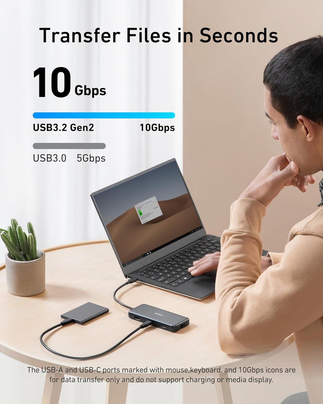 Anker 555 USB-C Hub (8-in-1) PowerExpand USB-C Adapter, 100W Power Delivery, 4K 60Hz HDMI, 10Gbps US