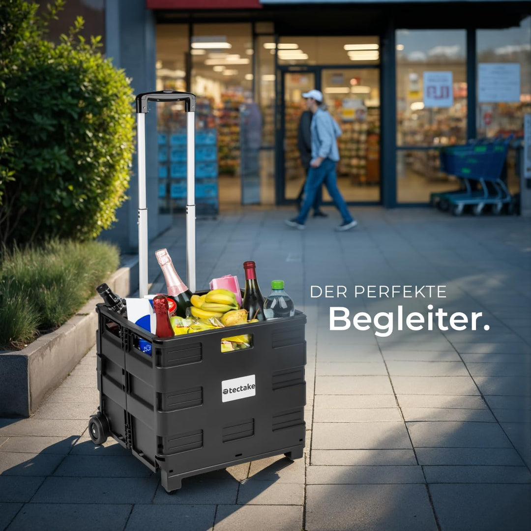 TecTake Einkaufswagen bis 35 kg Einkaufstrolley klappbar | Totalmasse: 45 x 37,5 x 45 - 97 cm | ABS