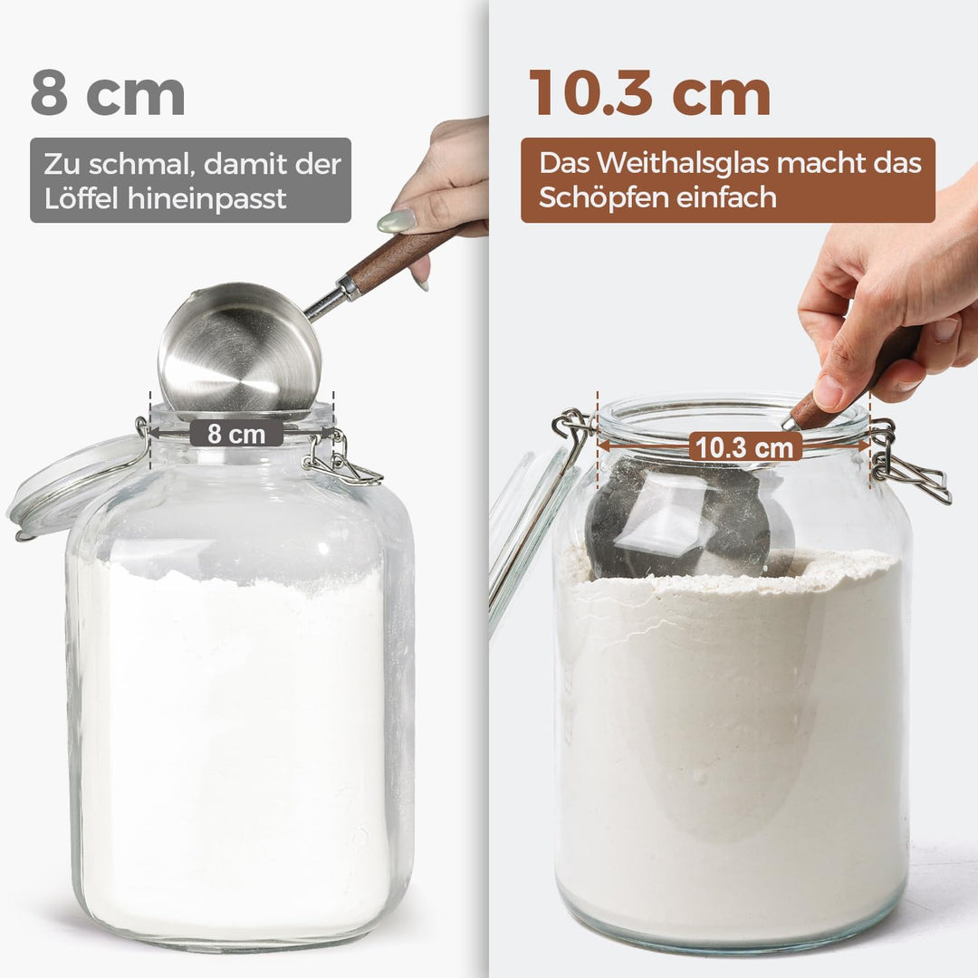 ComSaf 2er-Set Glasbehälter à 4l mit Deckeln 4100ml 4100ml*2, 4100ml x 2 Stück