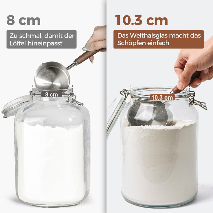 ComSaf 2er-Set Glasbehälter à 4l mit Deckeln 4100ml 4100ml*2, 4100ml x 2 Stück