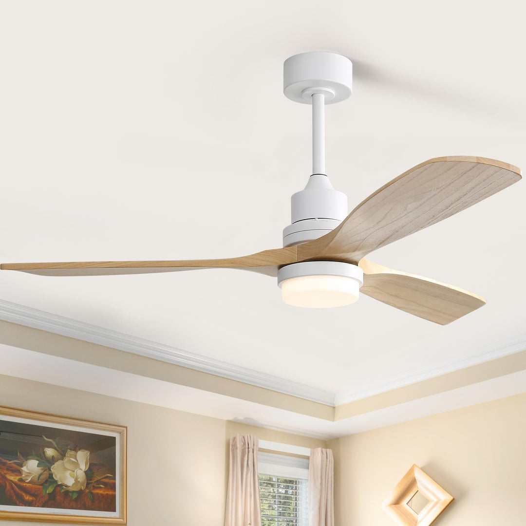 Sofucor Deckenventilator mit Beleuchtung und Fernbedienung, Deckenventilator mit Licht, 3 Holzlüfter