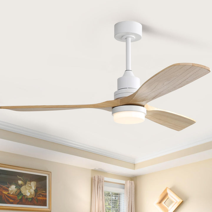 Sofucor Deckenventilator mit Beleuchtung und Fernbedienung, Deckenventilator mit Licht, 3 Holzlüfter