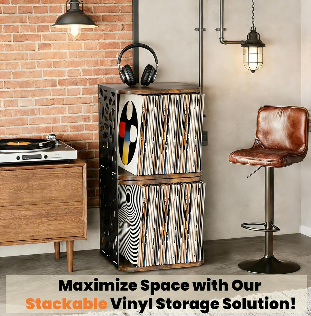 Schallplatten Aufbewahrung bis zu 60 Alben Stapelbar Vinyl Halter | Schallplattenständer aus Metall