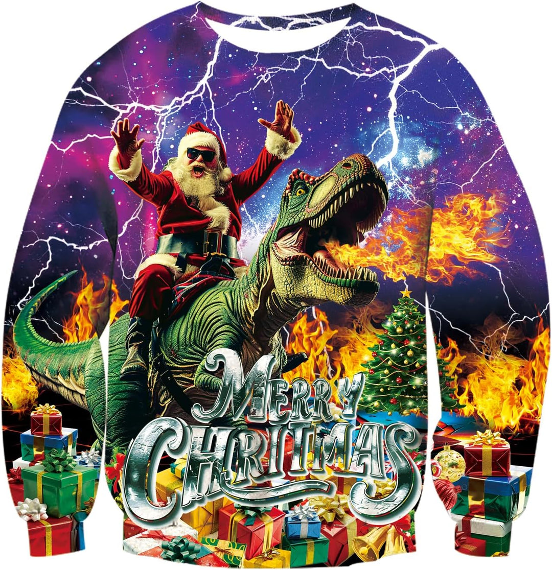 Loveternal Unisex Hässliche Weihnachtspullover 3D Druck Ugly Christmas Sweater Langarm Xmas Pullover