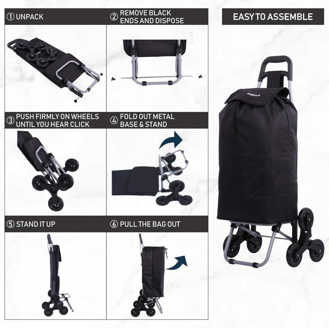 Hoppa Leichter 6-Räder 2022 Modell Faltbarer Einkaufstrolley Grosse 47L Kapazität Einkaufstrolley Ta