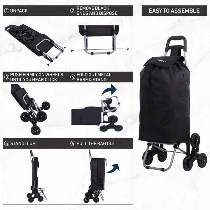 Hoppa Leichter 6-Räder 2022 Modell Faltbarer Einkaufstrolley Grosse 47L Kapazität Einkaufstrolley Ta