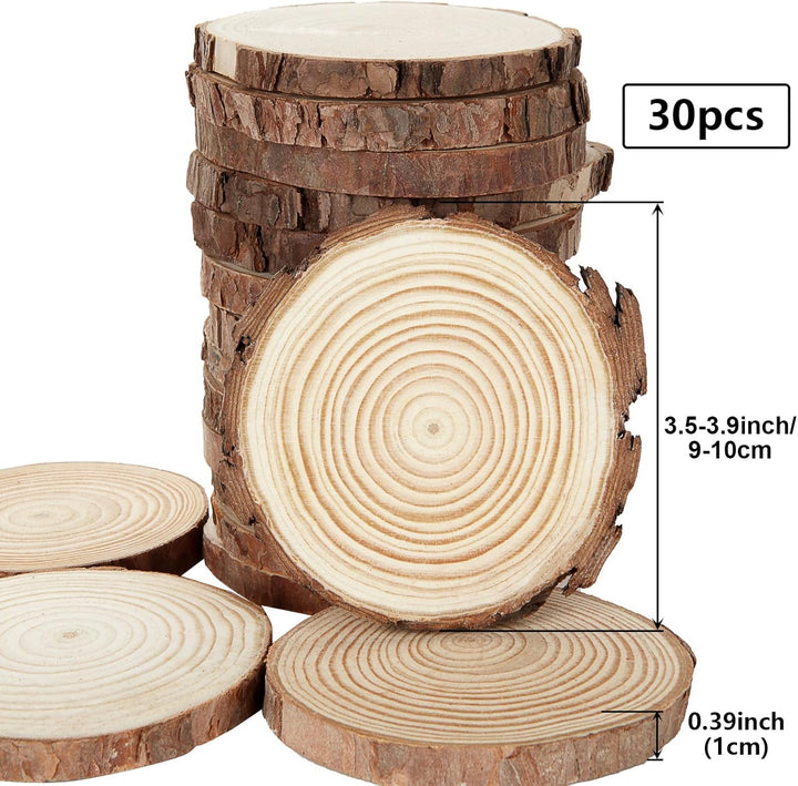 30 Stücke Holzscheiben 10cm Baumscheiben 10cm Durchmesser Rund Holzscheiben zum Basteln 1cm Dicke Ho