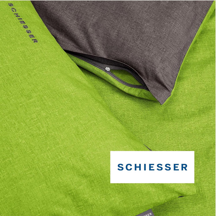 Schiesser Wende-Bettwäscheset Doubleface in angenehm glatter Renforcé Qualität, Made IN Green, Farbe
