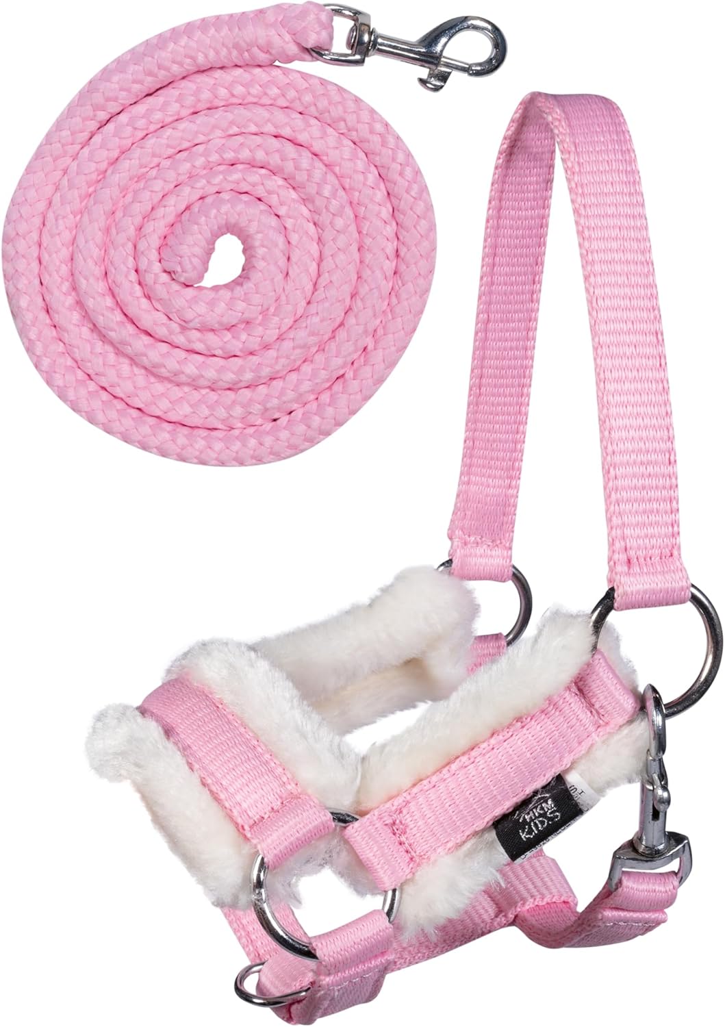 HKM Kids Hobby Horse, Schecke Braun-Weiss, mit Halfter und Führstrick in Rosa, Steckenpferd für Kind