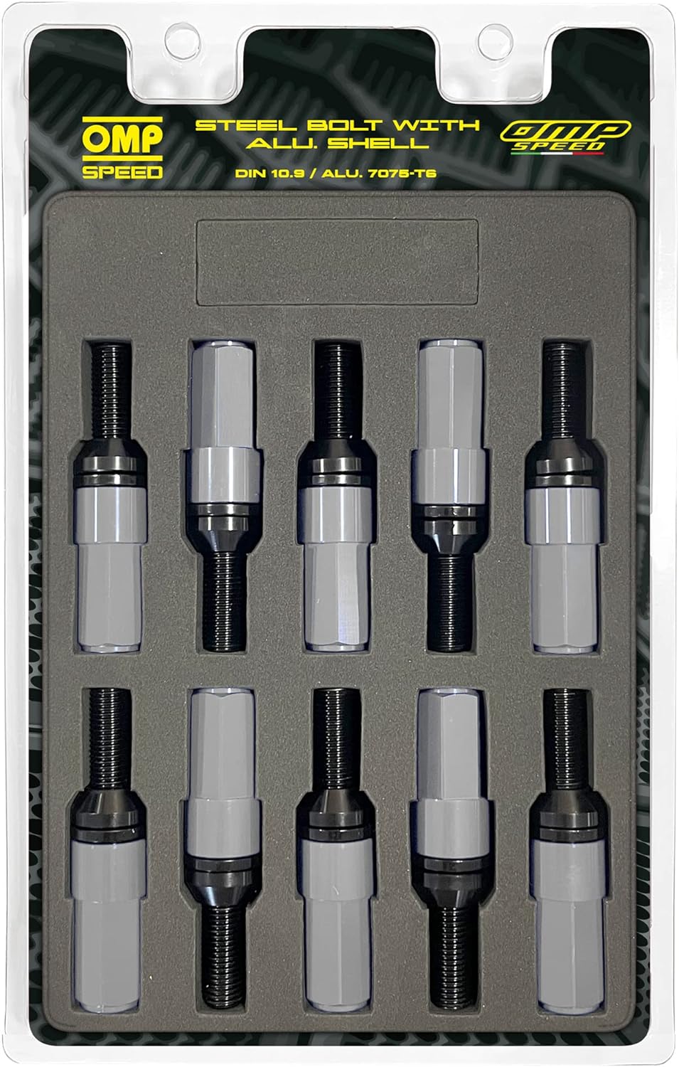 OMP SPEED - Set Performance-Schrauben mit Aluminiumschutz, M14X1.25, HEX: 17-19, L: 28 mm, Farbe: gr