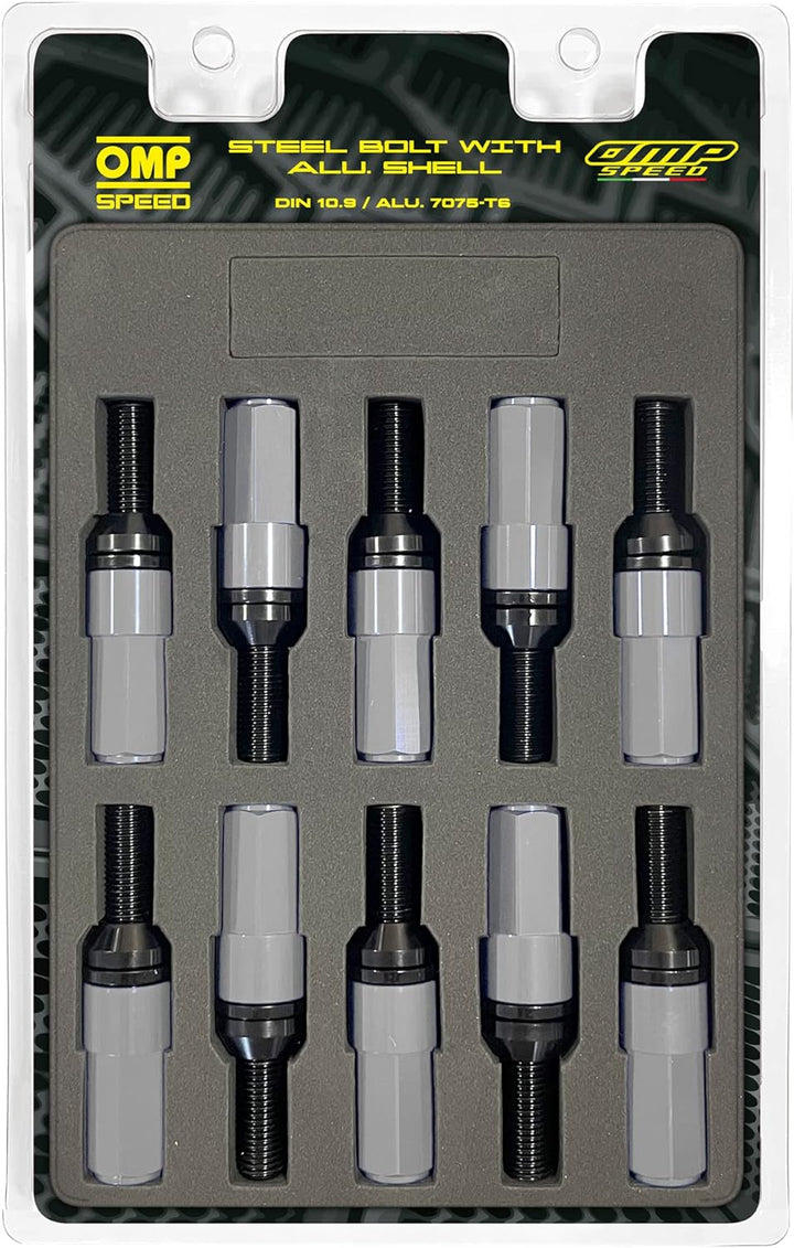 OMP SPEED - Set Performance-Schrauben mit Aluminiumschutz, M14X1.25, HEX: 17-19, L: 28 mm, Farbe: gr