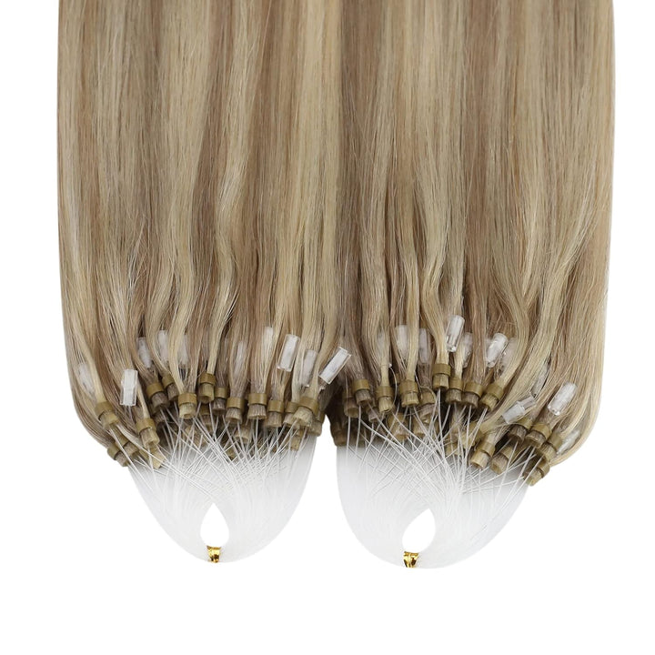 Ugeat 55cm Haarverlängerung mit Microrings Extensions Bondings 50Strähnen 50Gramm Gesträhnt Farbe Mi
