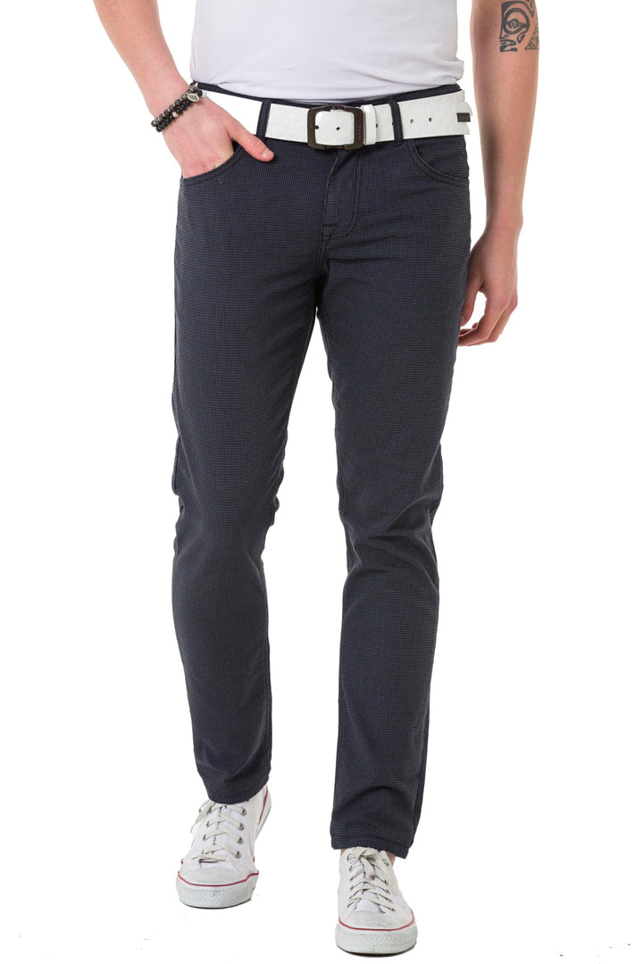 Cipo & Baxx Herren Jeans & Freizeithose | Used Look, Ziernähte, Logo Stickerei, Kontrastnähten, Bike