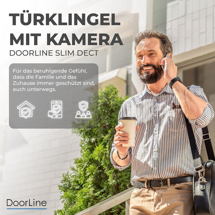 DOORLINE® Video Türklingel mit Kamera kabellos [kompatibel mit Fritz!Box + App-Steuerung] anthrazit,