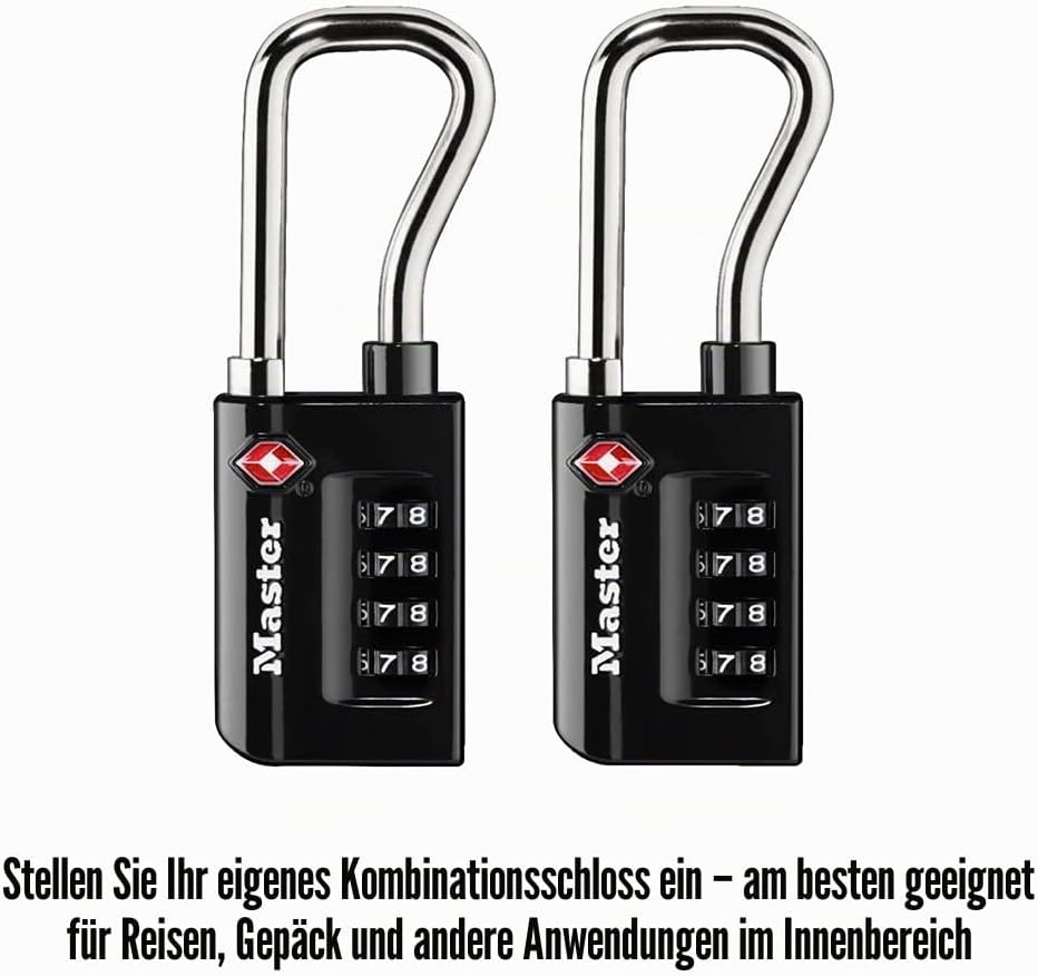 Master Lock 4696T Zahlenkombination, 2 Stück eigenes Zahlenschloss TSA-zugelassenes Gepäckschloss, S