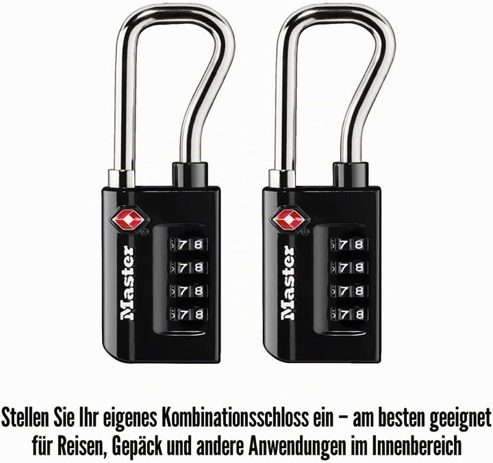 Master Lock 4696T Zahlenkombination, 2 Stück eigenes Zahlenschloss TSA-zugelassenes Gepäckschloss, S