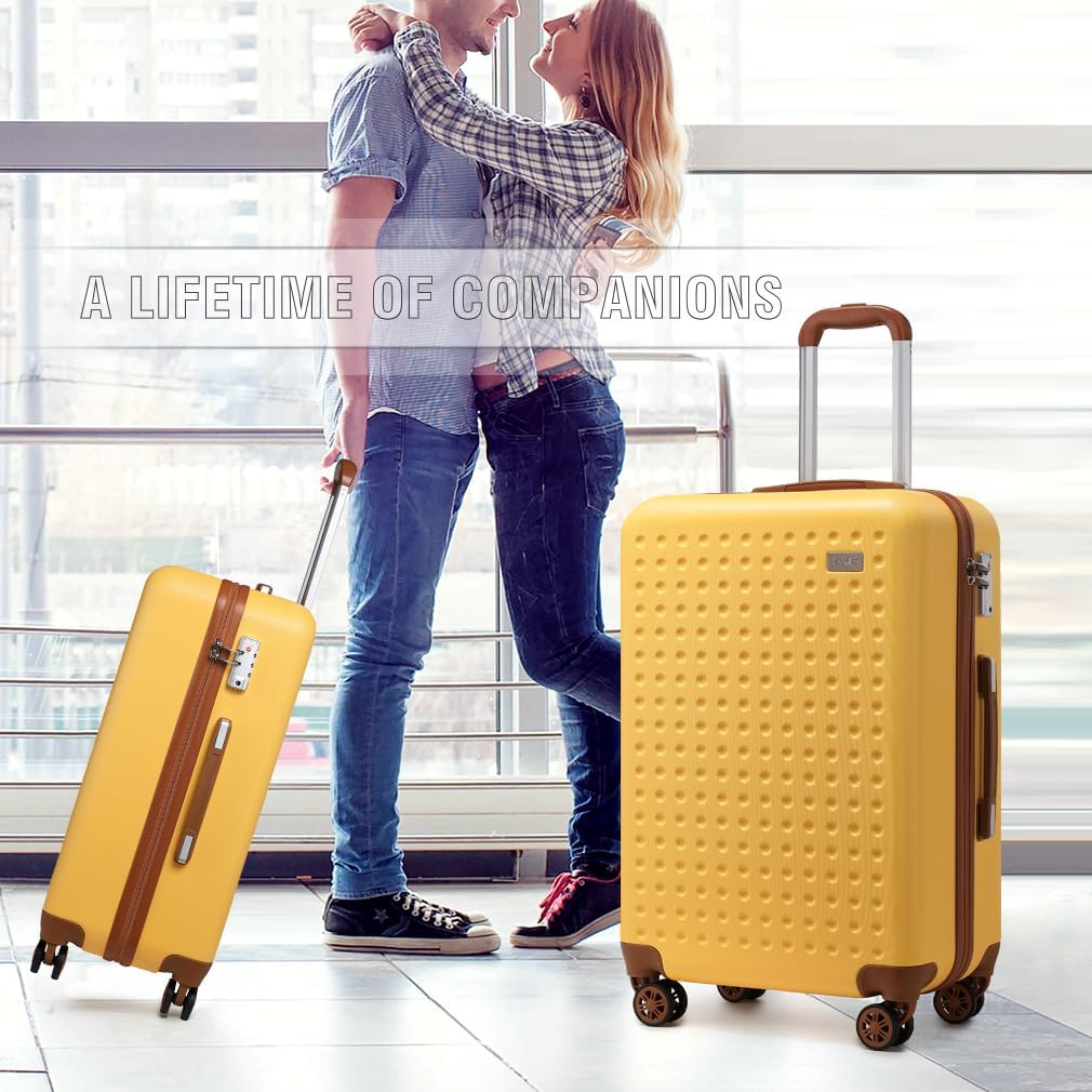 KONO Koffer Trolley Gross Hartschalenkoffer Reisekoffer von ABS Hartschalen Handgepäck mit 4 Spinner