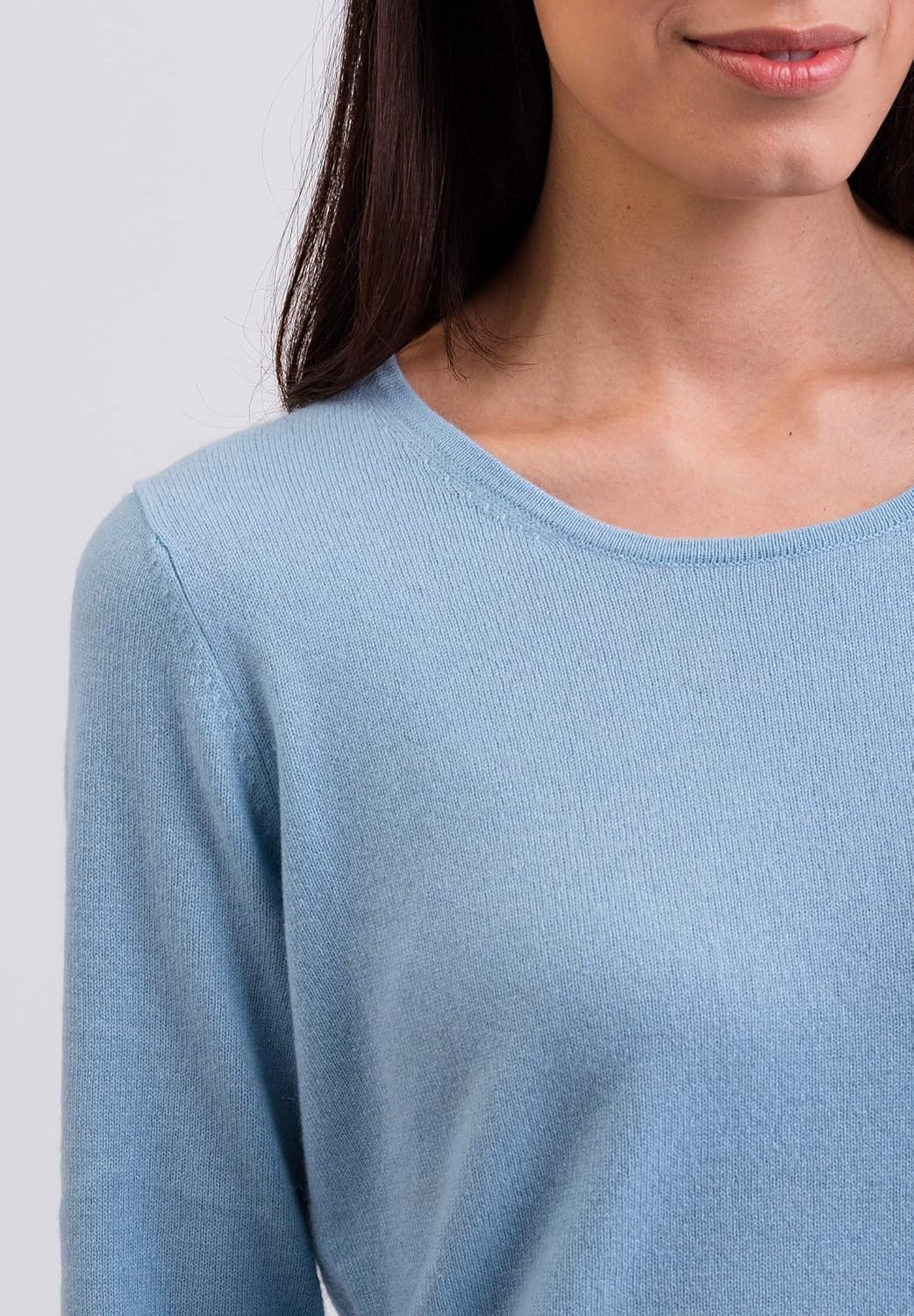 100% Kaschmir Damen Pullover | Sweater Rundhalsausschnitt 2-fädig S Hellblau, S Hellblau