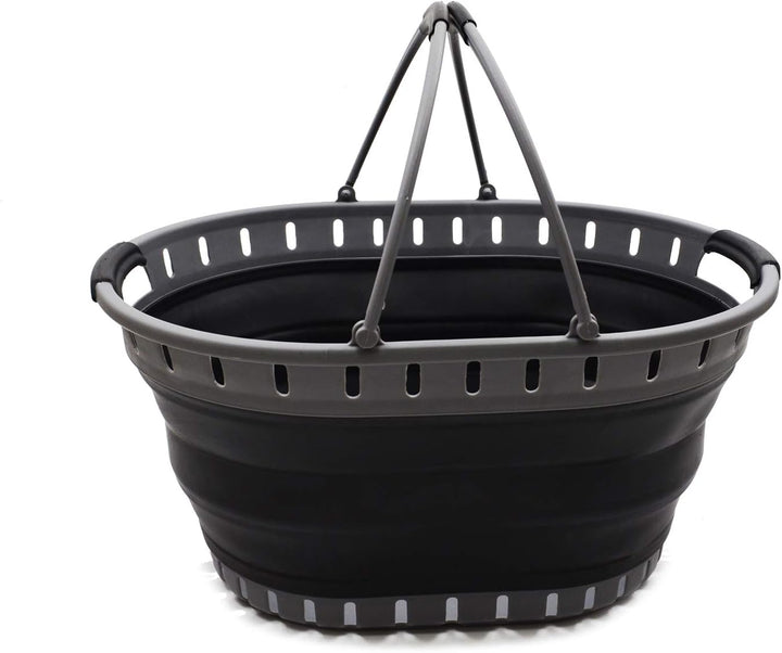 SAMMART 25L (6,6 gallon) Wäschekorb aus Kunststoff, faltbar, faltbar, tragbar, platzsparend (Grau/sc