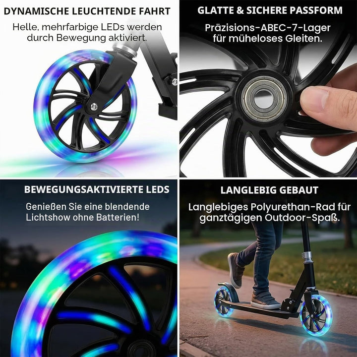 2 Stück 200mm Scooter Rollen, 200x40mm Leuchtende Stunt Scooter Rollen mit ABEC-9 Kugellager, Cityro