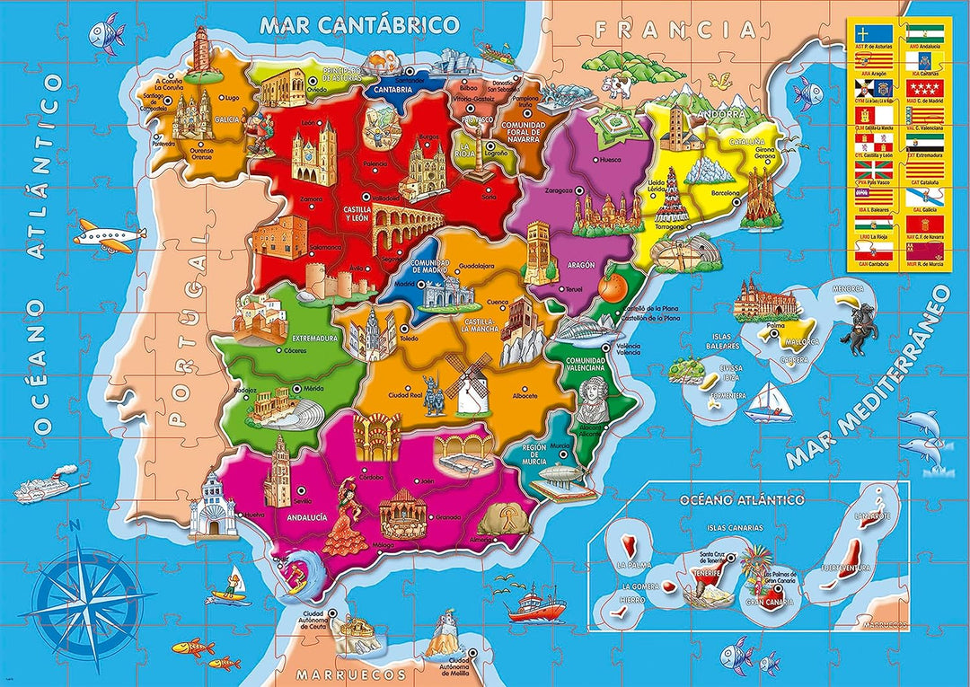Educa - Puzzle Bezirke Kataloniens | 150 Teile Lernpuzzle | Spanien Katalonien, Lernspielzeug | ab 6