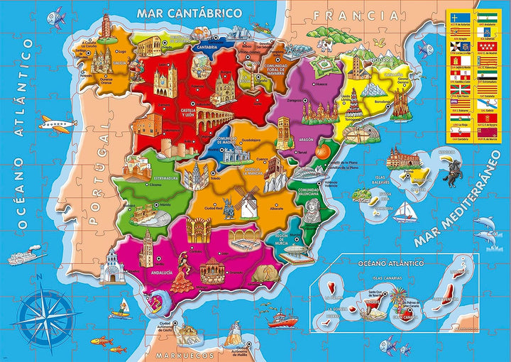 Educa - Puzzle Bezirke Kataloniens | 150 Teile Lernpuzzle | Spanien Katalonien, Lernspielzeug | ab 6