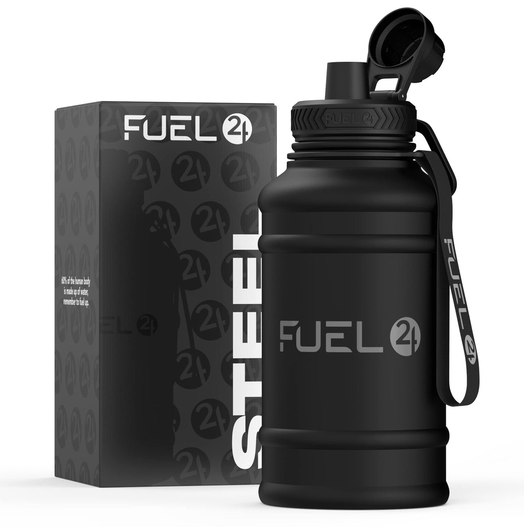 Fuel24 Extra Stark Trinkflasche Edelstahl Metall 1.3L & 2.2L - Auslaufsicher & BPA-Frei Wasserflasch