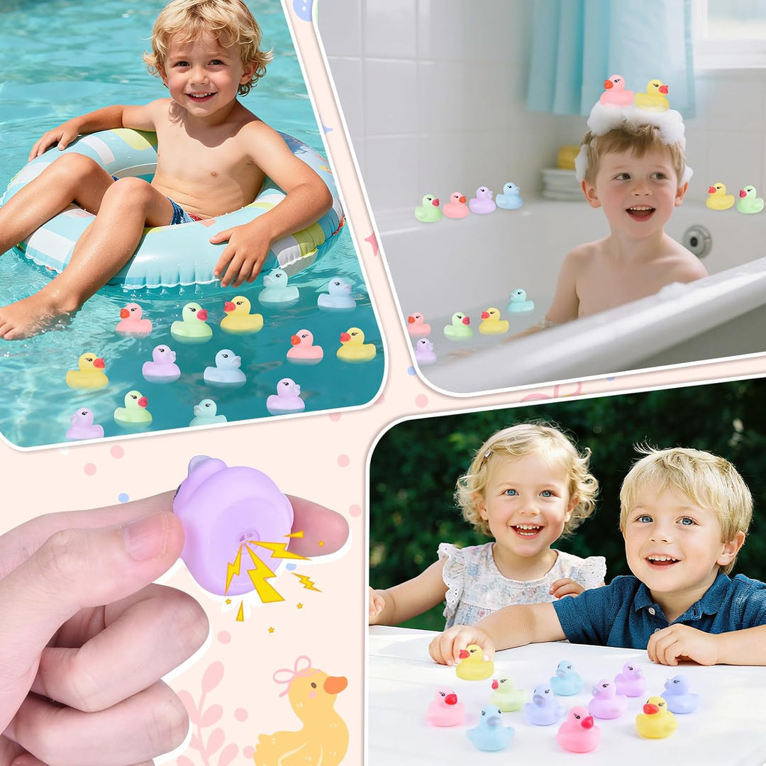 60 Stück Pastellfarbene Badeenten Quietscheentchen aus Gummi Mini Set schwimmendes Badespielzeug für