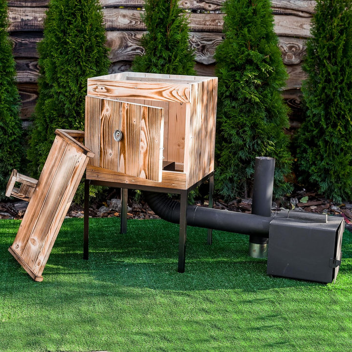 ADGO Modulare Smokerhouse 50cm, Holzräucherei aus Fichte, Holz Räucherei, Gartenräucherei, Tradition