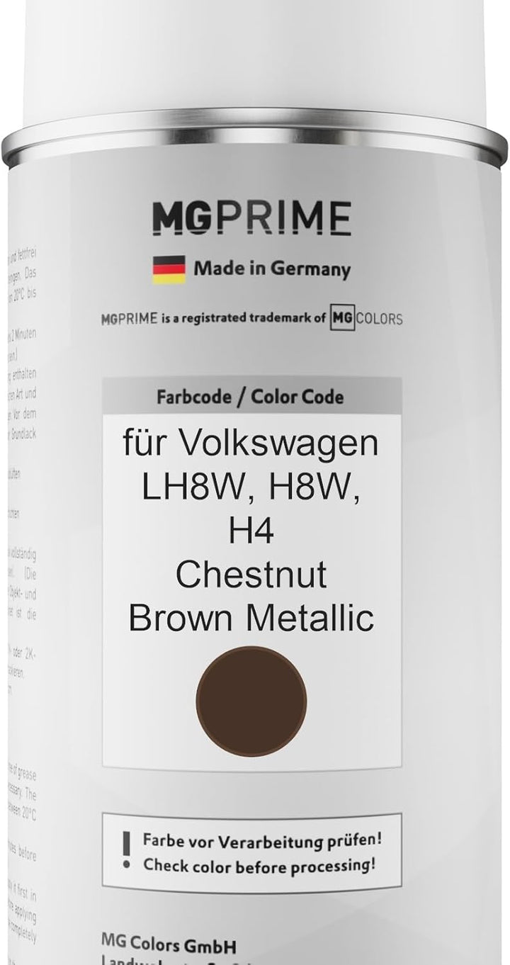 MG PRIME Autolack Sprühdosen Set für Volkswagen VW LH8W / H8W / H4 Chestnut Brown Metallic Basislack