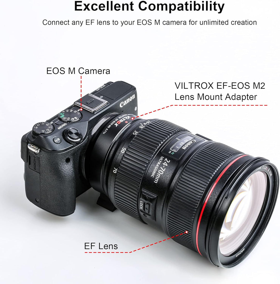 VILTROX EF-EOS M2 Speedbooster 0,71 x Autofokus-Objektiv Halterungsadapter Kompatibel mit Canon EF-O