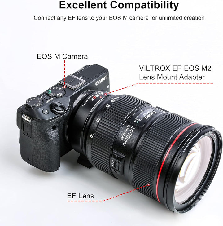 VILTROX EF-EOS M2 Speedbooster 0,71 x Autofokus-Objektiv Halterungsadapter Kompatibel mit Canon EF-O